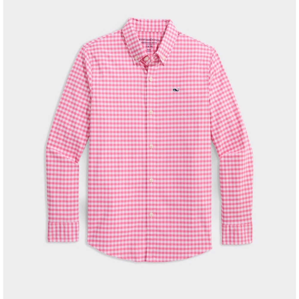Vineyard Vines kids Pink Gingham Shirt